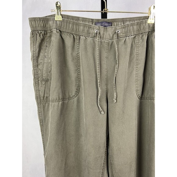 M&S Collection Pants Womens 16 Green Lyocell Pull On Drawstring Ankle Lounge - Picture 4 of 9